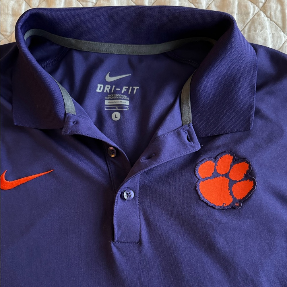 Clemson Nike Dri-Fit Purple Polo Shirt (Large)